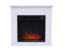 Purline Cheminée électrique au sol avec cadre en mdf blanc che-610