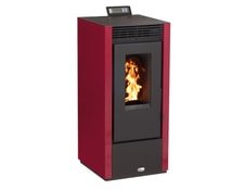 Optimo Poêle à granulés carré étanche USTICA bordeaux 14 kW