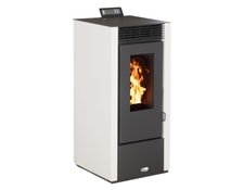 Optimo Poêle à granulés carré étanche USTICA blanc 11 kW