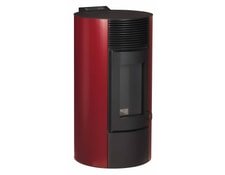 Optimo Poêle à granulés rond étanche CRISTO rouge bordeaux 12 kW