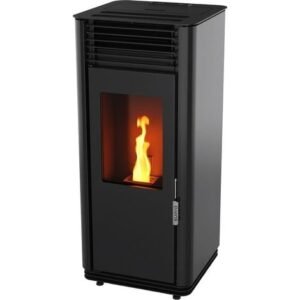 Supra Poêle à granulés - Noir - Côtés décor pierre - Habillage aci