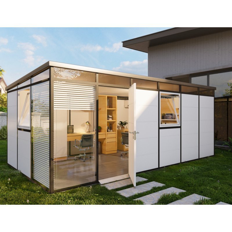Abri de jardin modulaire isolé 6x3m profils noirs