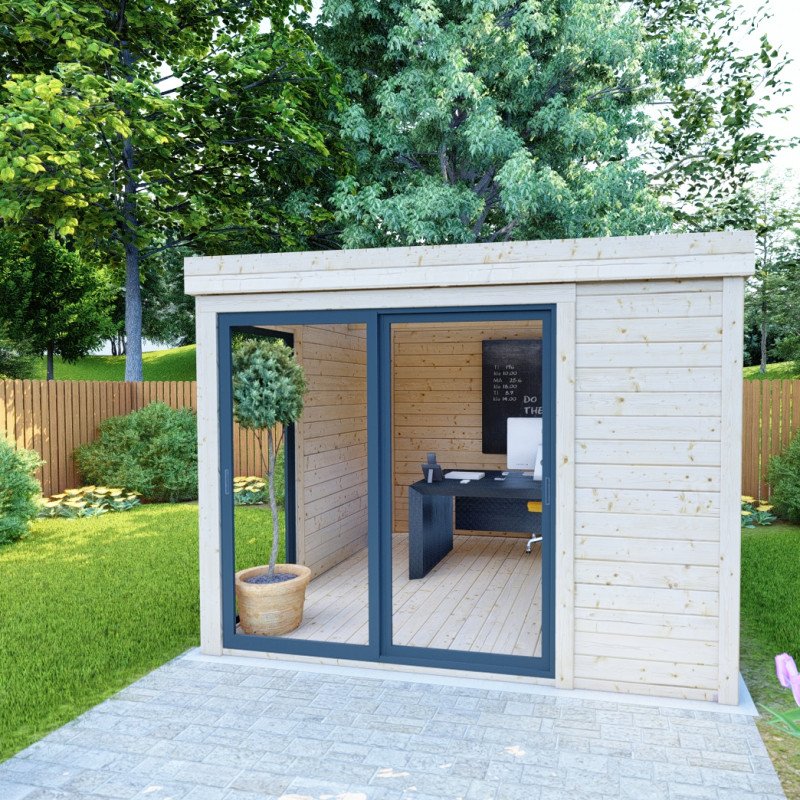 Bureau de jardin en bois massif 8,88m² – madriers 40mm traités teintés marron – Image 6