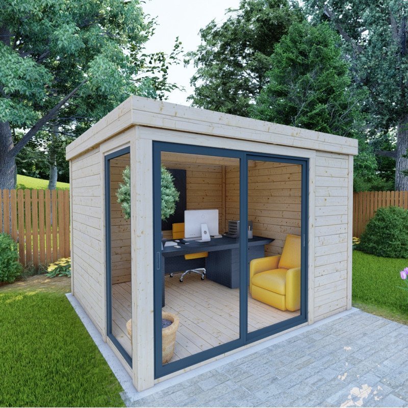 Bureau de jardin en bois massif 8,88m² – madriers 40mm traités teintés marron – Image 7