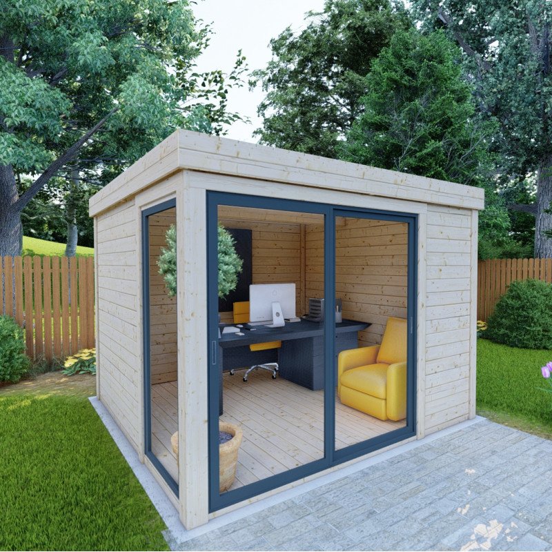 Bureau de jardin en bois massif 8,88m² – madriers 40mm traités teintés marron – Image 7