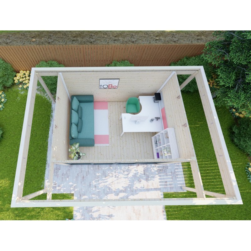 Bureau de jardin en bois massif avec terrasse 16,5m² – madriers 40mm Gardy Shelter – Image 4