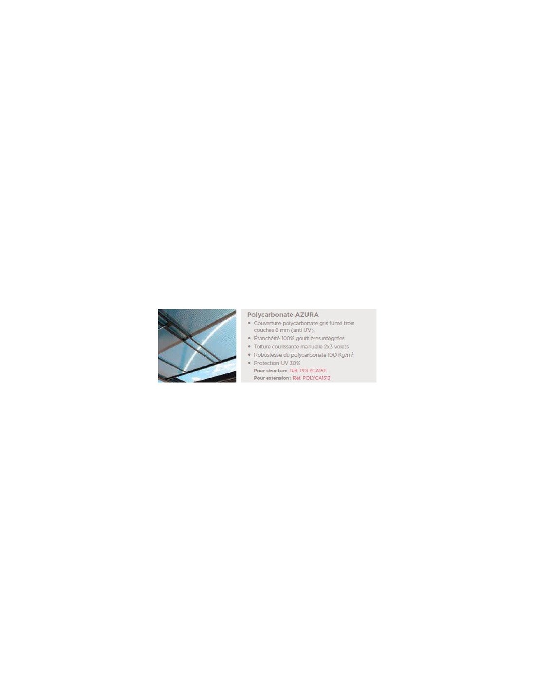 Couverture pour extension de pergola Azura polycarbonate – Image 3