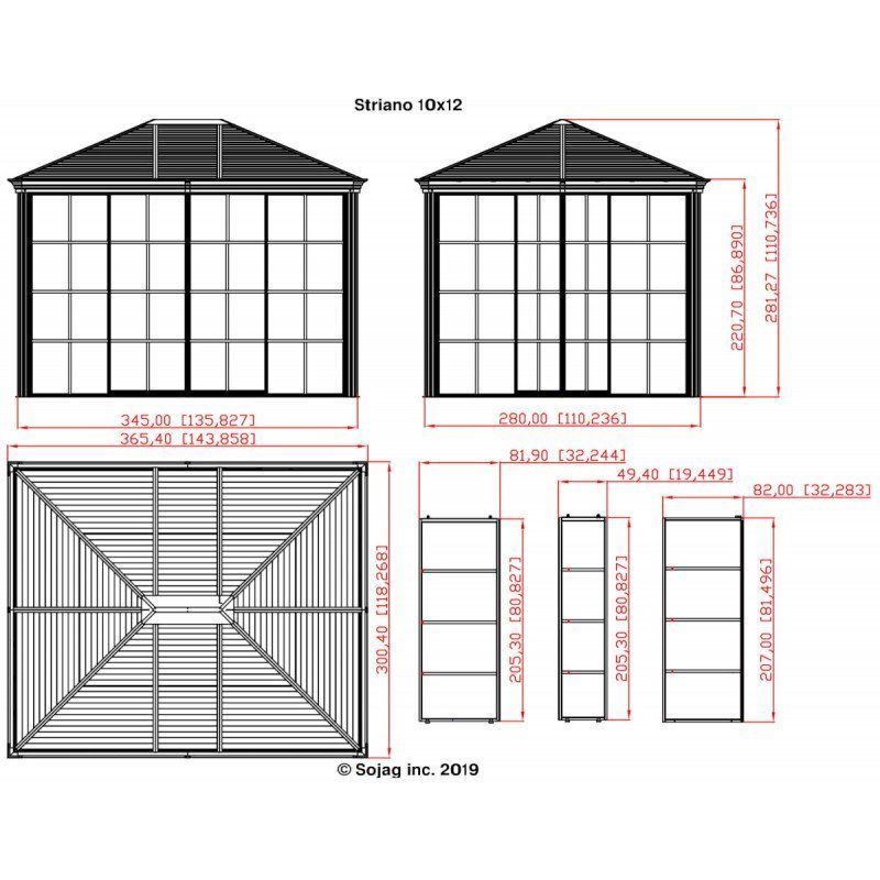 Pavillon Striano 362x298cm en aluminium et acier galvanisé avec moustiquaires – Image 10