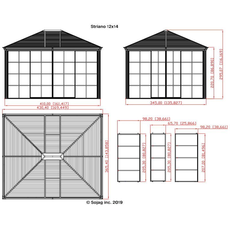 Pavillon Striano 362x427cm en aluminium et acier galvanisé avec moustiquaires – SOJAG – Image 13