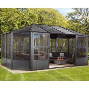 Pavillon Charlestone 384x482 cm en aluminium et acier galvanisé – Sojag