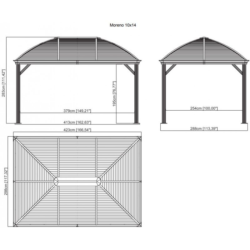 Pergola 3x4m Moreno alu anthracite et toit en acier galvanisé – SOJAG – Image 6
