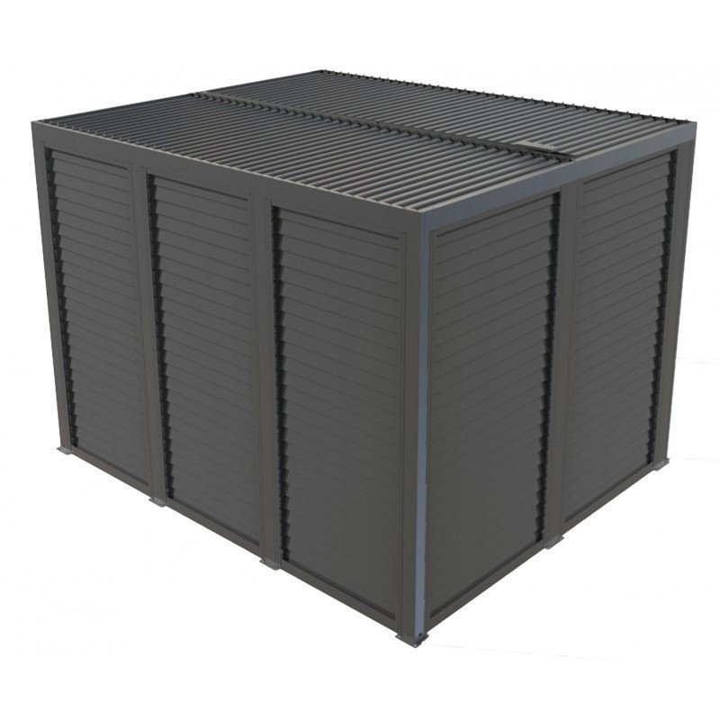 Pergola bioclimatique alu anthracite 10,80 m² – Lames alu ventelles – Habrita