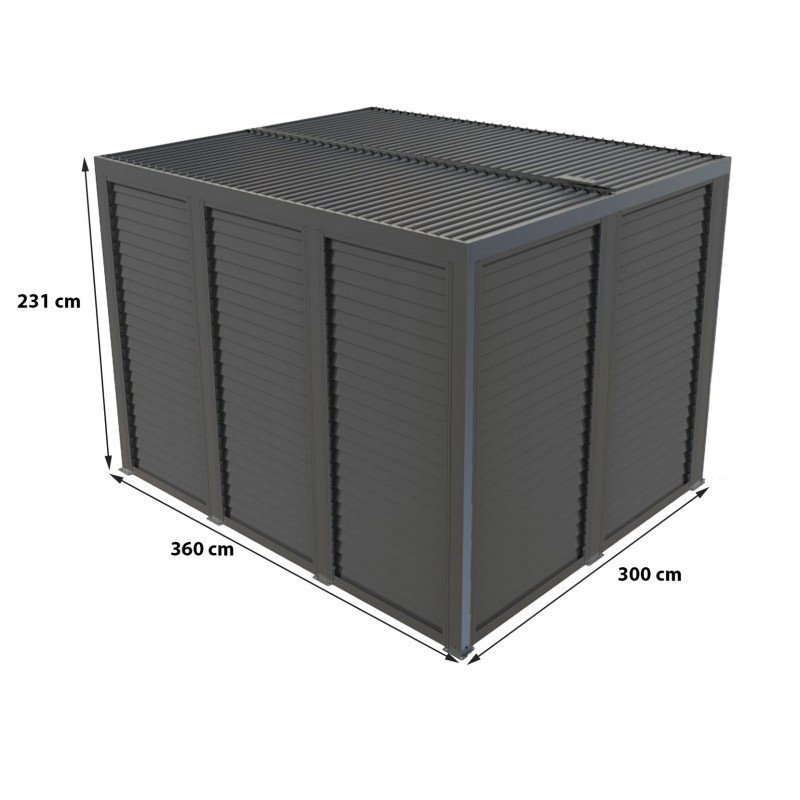 Pergola bioclimatique alu anthracite 10,80 m² – Lames alu ventelles – Habrita – Image 3