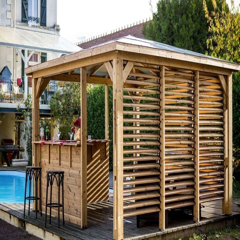 Pool house Blueterm 12,32m² bois thermo chauffé + comptoirs HABRITA – Image 4