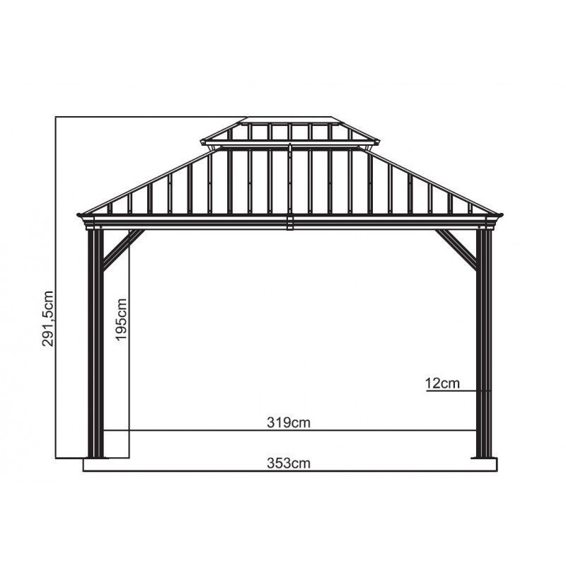 Tonnelle de jardin Messina 298x363cm en aluminium thermolaqué anthracite – SOJAG – Image 10