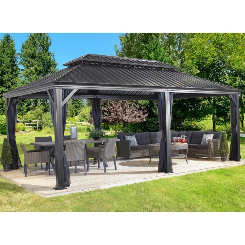 Tonnelle de jardin Messina 363x598cm en aluminium thermolaqué anthracite – SOJAG – Image 6