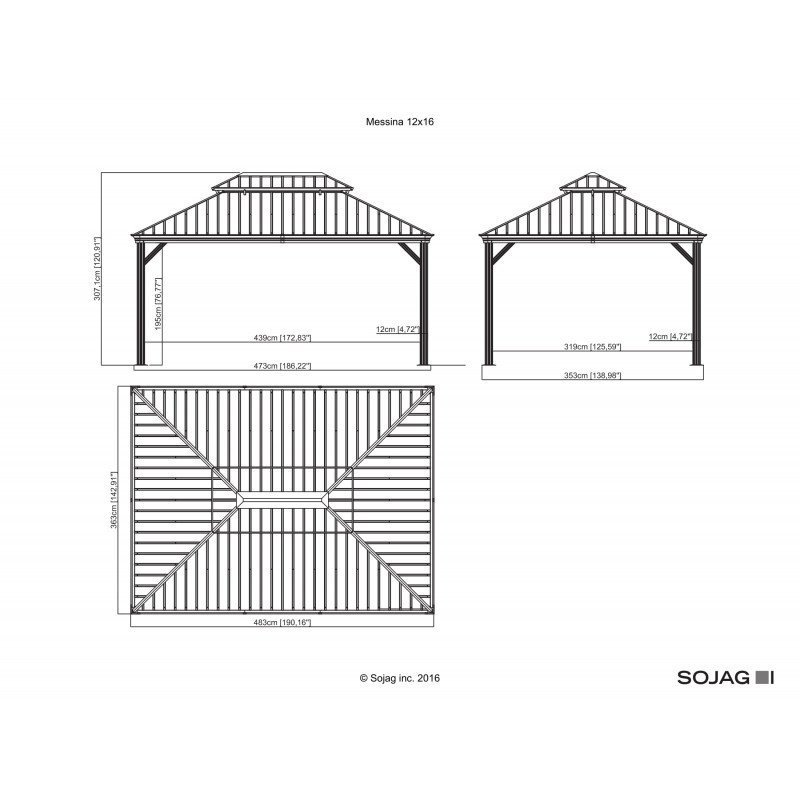 Tonnelle de jardin messina 298x363cm en aluminium thermolaqué – Image 10