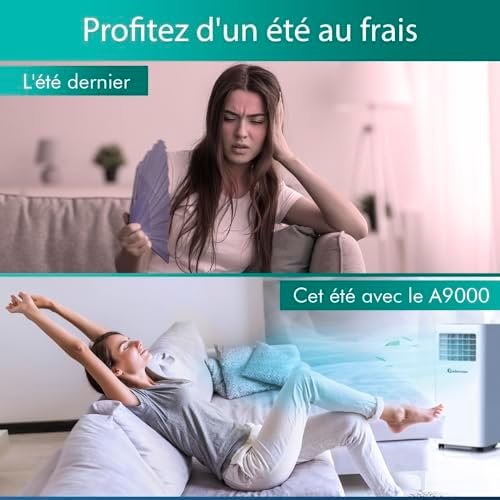 Adamson A9000 | Climatiseur Mobile Silencieux 3 en 1 + NOUVEAUTÉ 2024 + Déshumidificateur + Climatiseur Portable 9000 BTU + Ventilateur et Climatisation + Clim Mobile avec… – Image 2