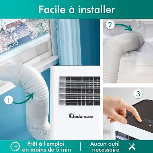 Adamson A9000 | Climatiseur Mobile Silencieux 3 en 1 + NOUVEAUTÉ 2024 + Déshumidificateur + Climatiseur Portable 9000 BTU + Ventilateur et Climatisation + Clim Mobile avec… – Image 4
