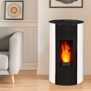 Optimo Poêle à granulés rond étanche CRISTO blanc 12 kW